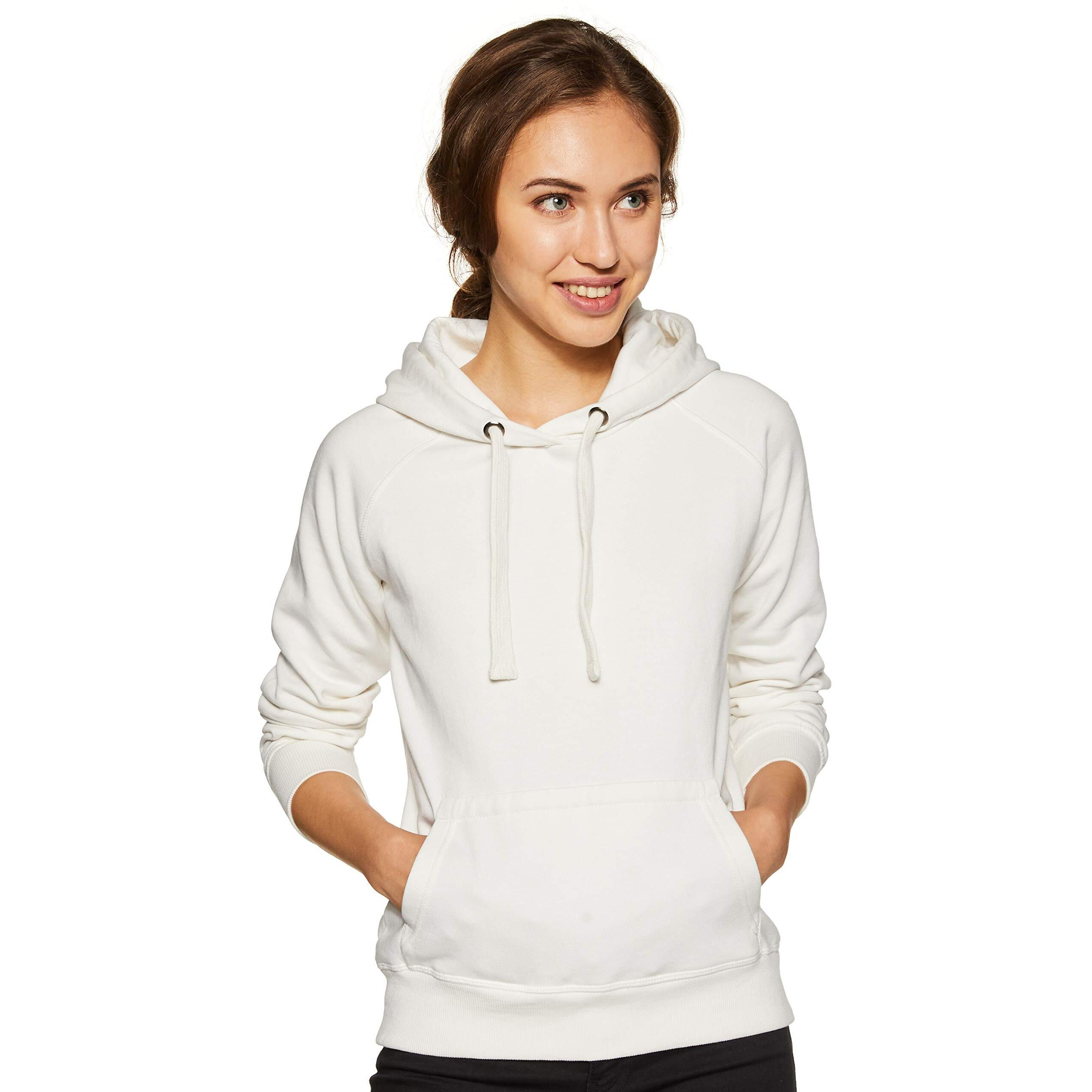 Amazon Brand - Symbol Womens Cotton Blend Hooded Neck Sweatshirt (AW18WNSSW02_Ivory_Small_Ivory_S)