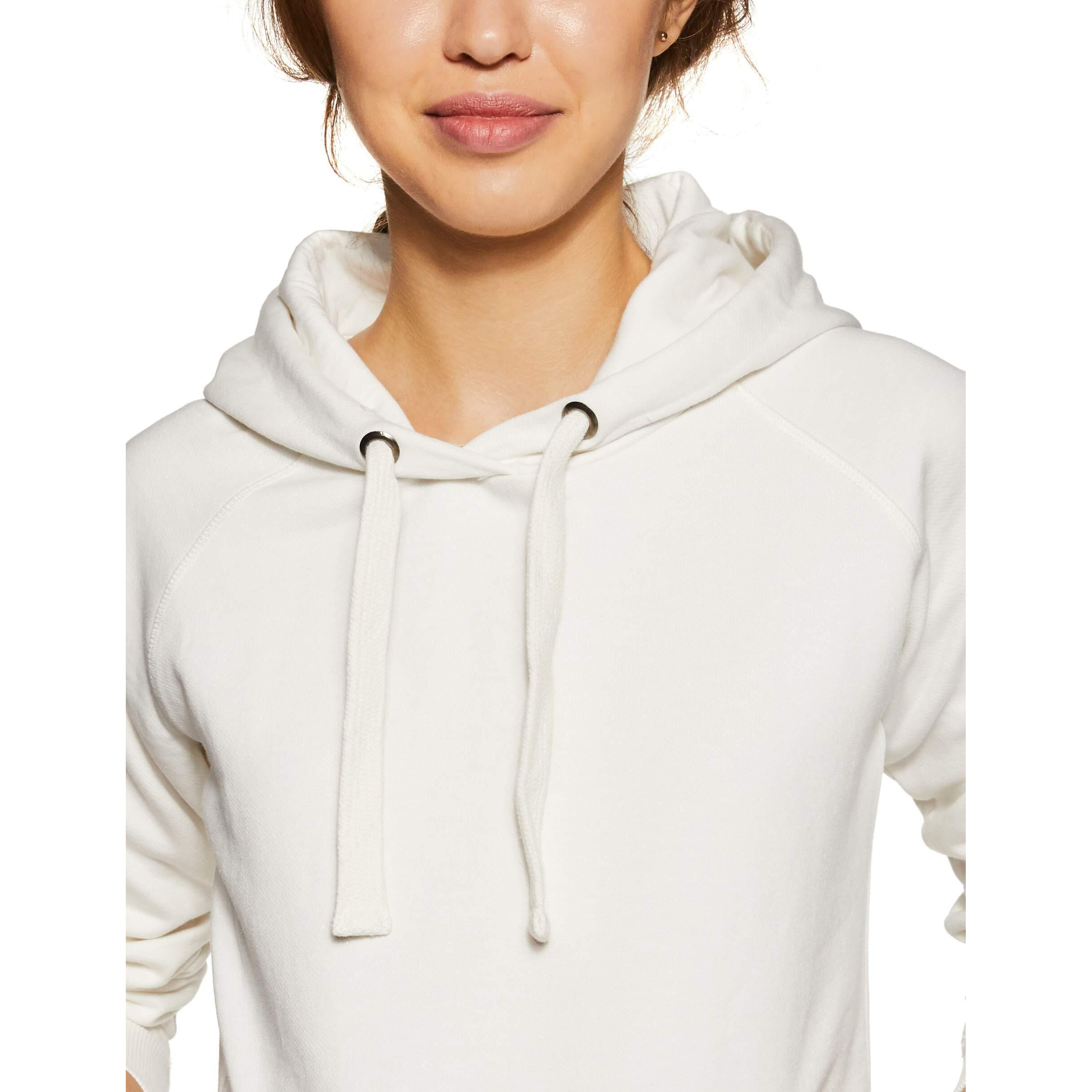 Amazon Brand - Symbol Womens Cotton Blend Hooded Neck Sweatshirt (AW18WNSSW02_Ivory_Small_Ivory_S)