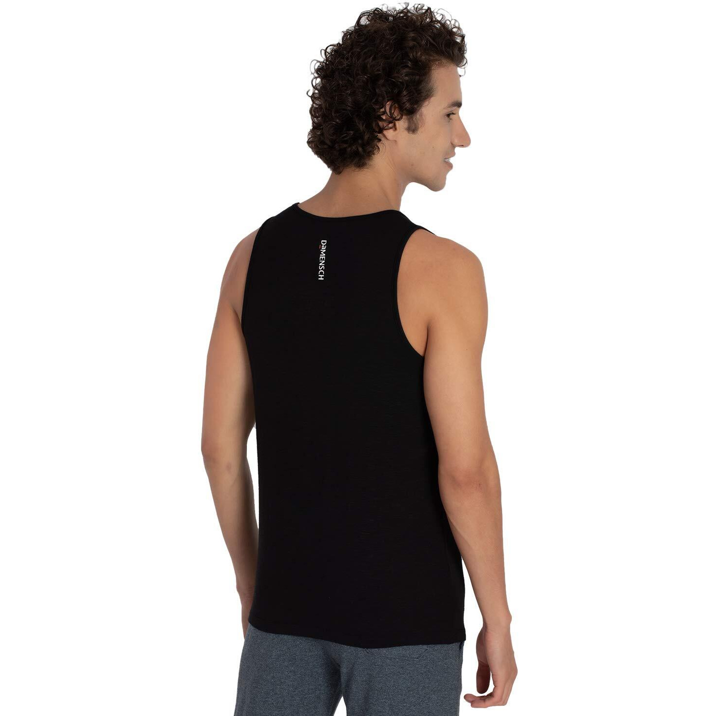 DAMENSCH Mens NEO-SKIN Anti-Microbial Slub Vest- Anti-odor-Bamboo Rayon Fabric- Round Neck- Pack of 2- Natural Black- X-large