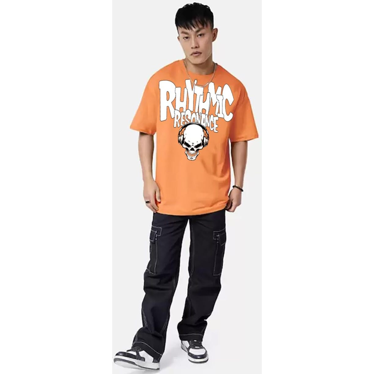 Veirdo Pure Cotton Half Sleeve Round Neck Oversized Fit Graphic Print Muskmelon T-Shirt Men/Boys (OS_V_RHYTMIC_AC_XL) (Available in from S to 2XL)