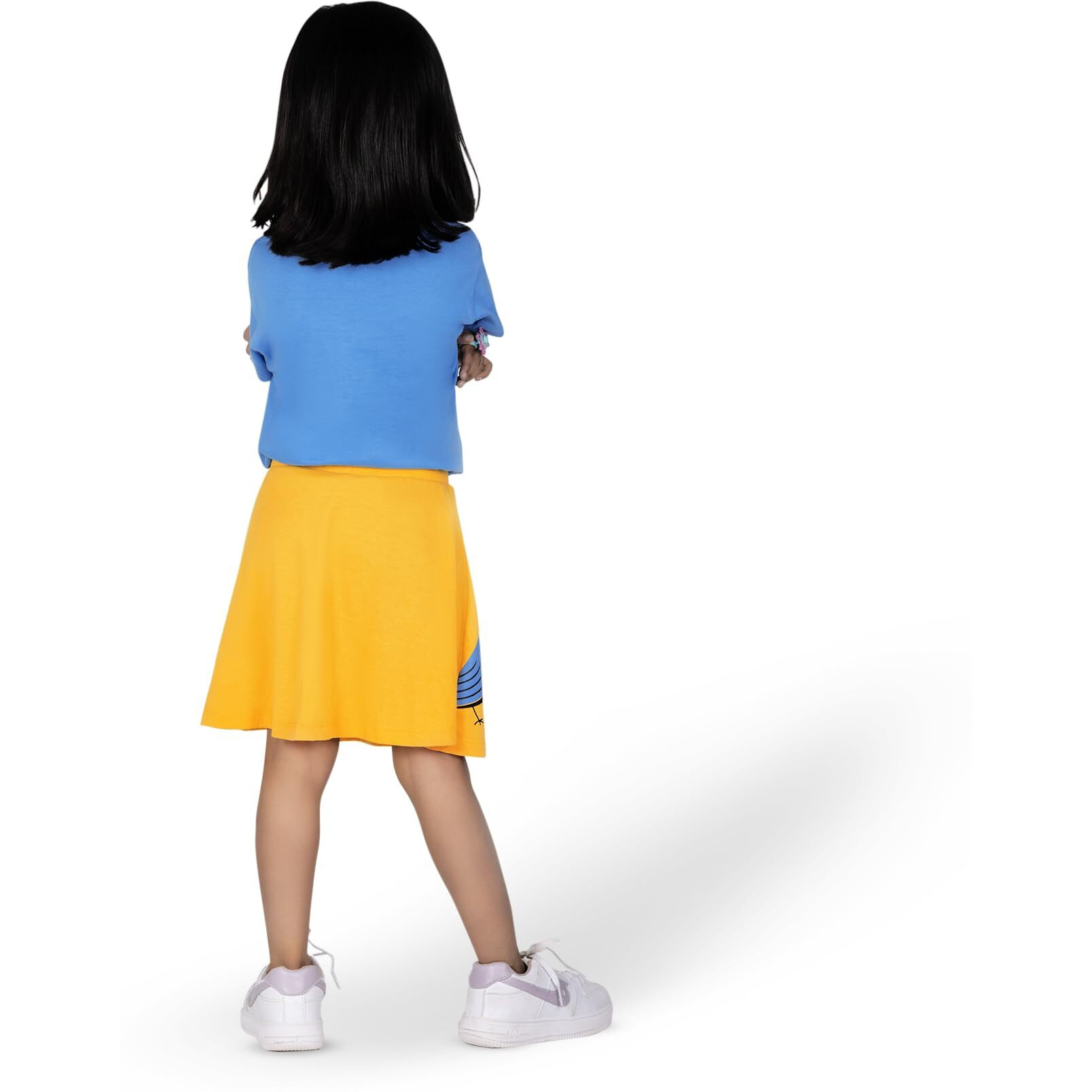 YouGotPlanB Girls Above Knee Song Birds Skater Skirt | Soft & Breathable Fabric | No-Mark Elastic | Casual Wear | 8 Years to 10 Years Yellow