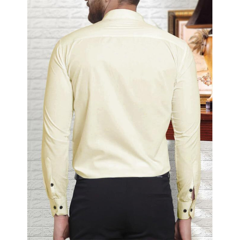 Pinkmint Casual Shirt for Men Stylish Mens Shirt Soild Regular Fit Long Sleeve Formal Wear Yellow