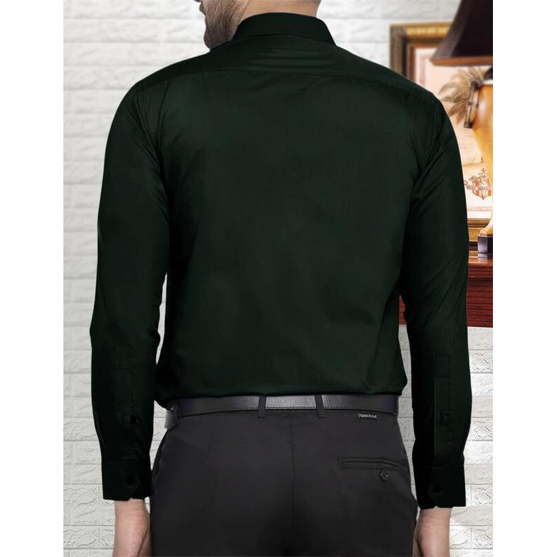 Pinkmint Casual Shirt for Men Stylish Mens Shirt Soild Regular Fit Long Sleeve Formal Wear Green