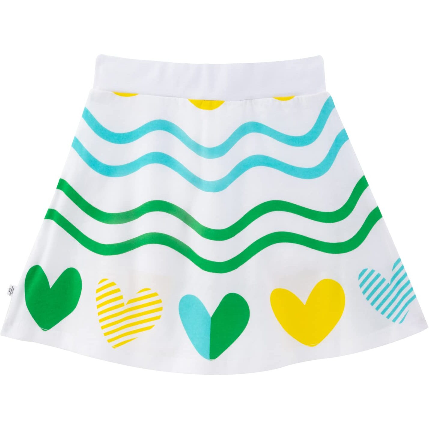 YouGotPlanB Girls Above Knee Line of Hearts Skater Skirt with Attached Inner Shorts - (SS-Hearts_White_14-16 Years)