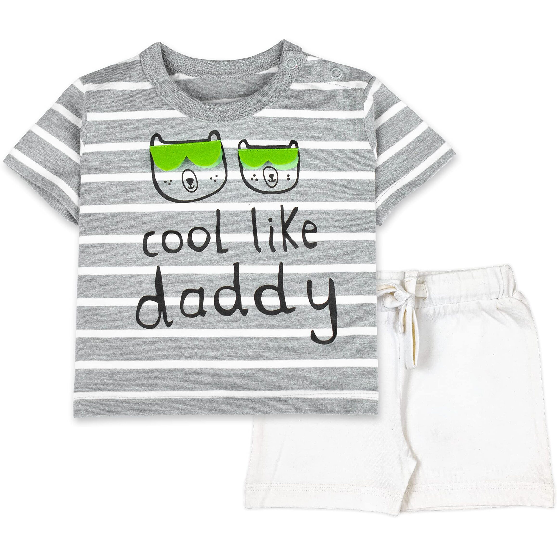 ARIEL Baby Boys & Baby girls Cotton Printed Round Neck Half Sleeve T-shirt & Short Trendy Summer Clothing Sets(AR-BHALFSS-69-Green-specs_Multicolor_6 Months - 9 Months)