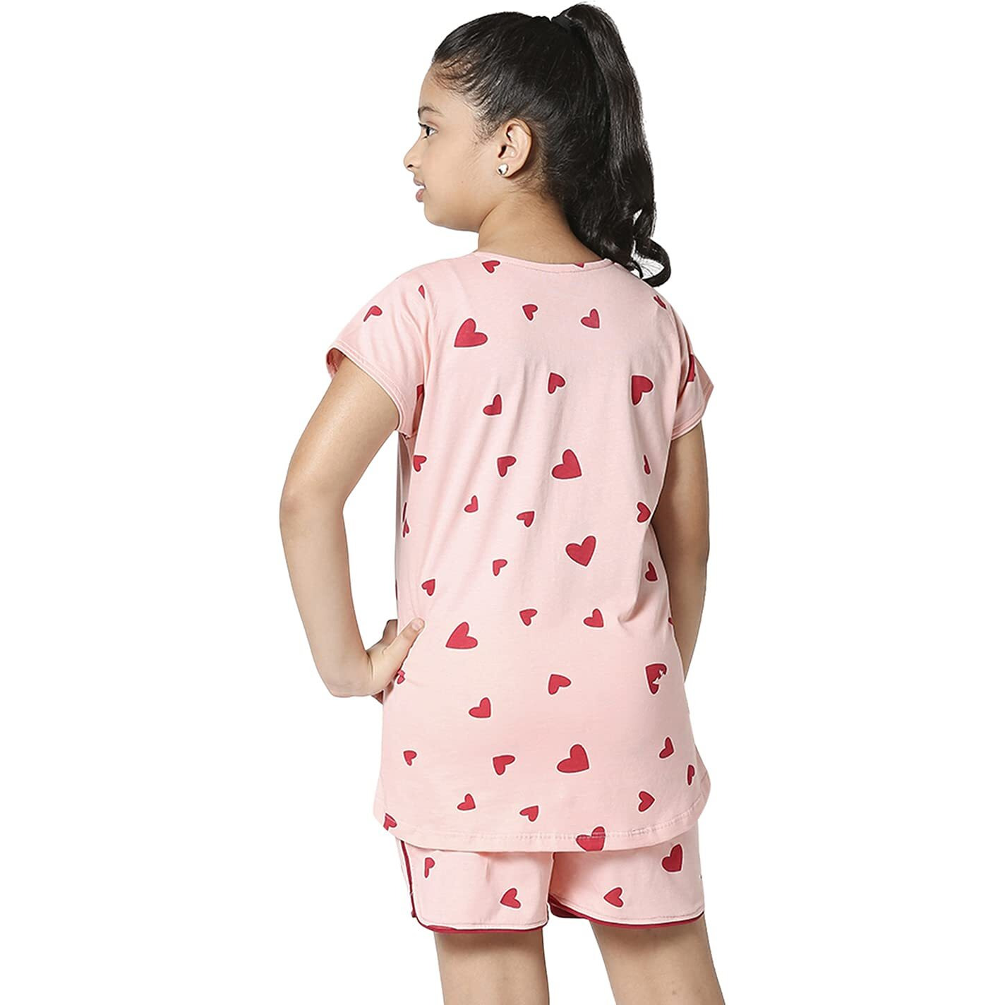 ZEYO Girls Cotton Pink Printed Pajama Set Night Suit Set Pack 5502 16-17 Years