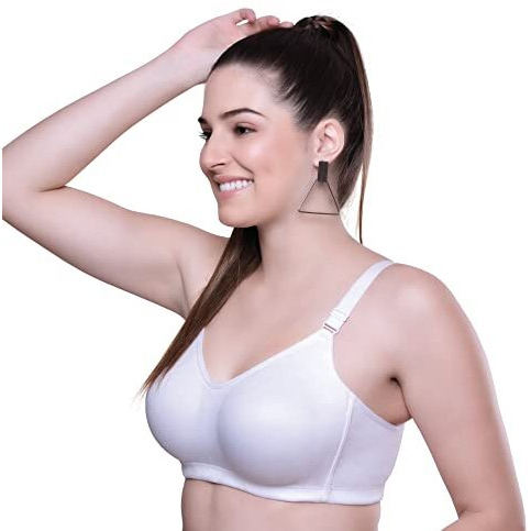 TRYLO Riza SuperFit Womens Non Wired Non Padded Dual Layered Premium Fabric Bra Available in D/E/F Cups Available in Rose Gold/Dove/Ebony/Sapphire & Ruby Color (40 DOVE 40)