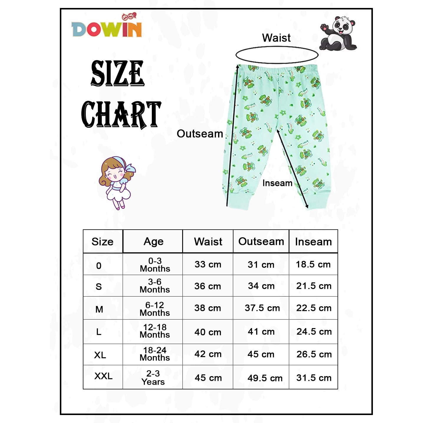 Dowin Unisex Baby Cotton Pajama Bottoms Soft Cozy and Comfortable - Pack of 6 (Printed_Rib_PAJAMI_XL)