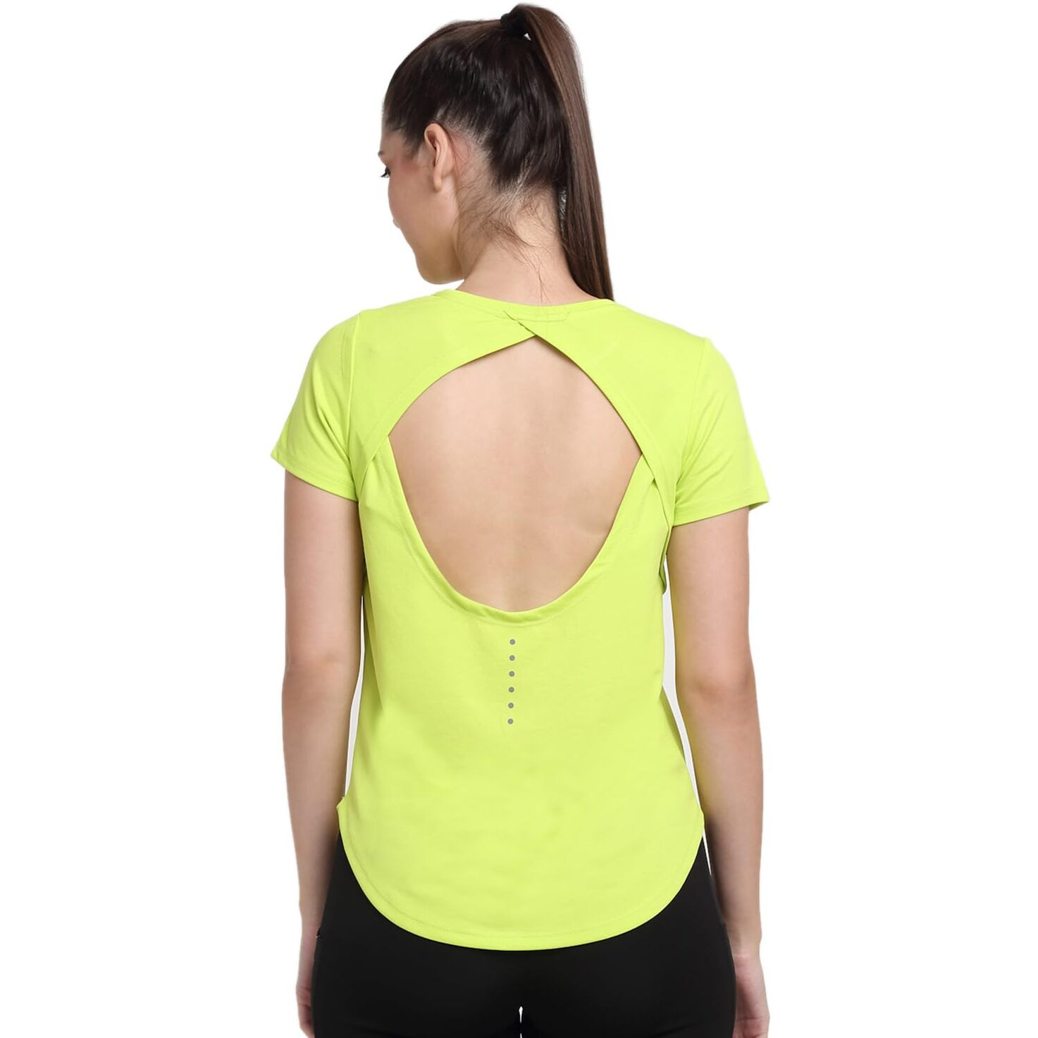 Invincible Womens Open Back Top Neon Yellow Color Small