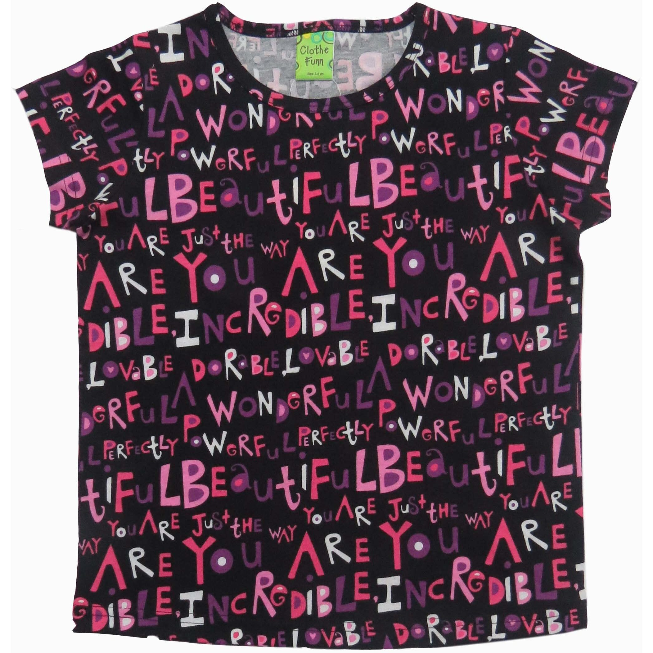 Clothe Funn Girls Co-Ordinate Set Girls Nightwear Set (11-12 Years Black AOP)