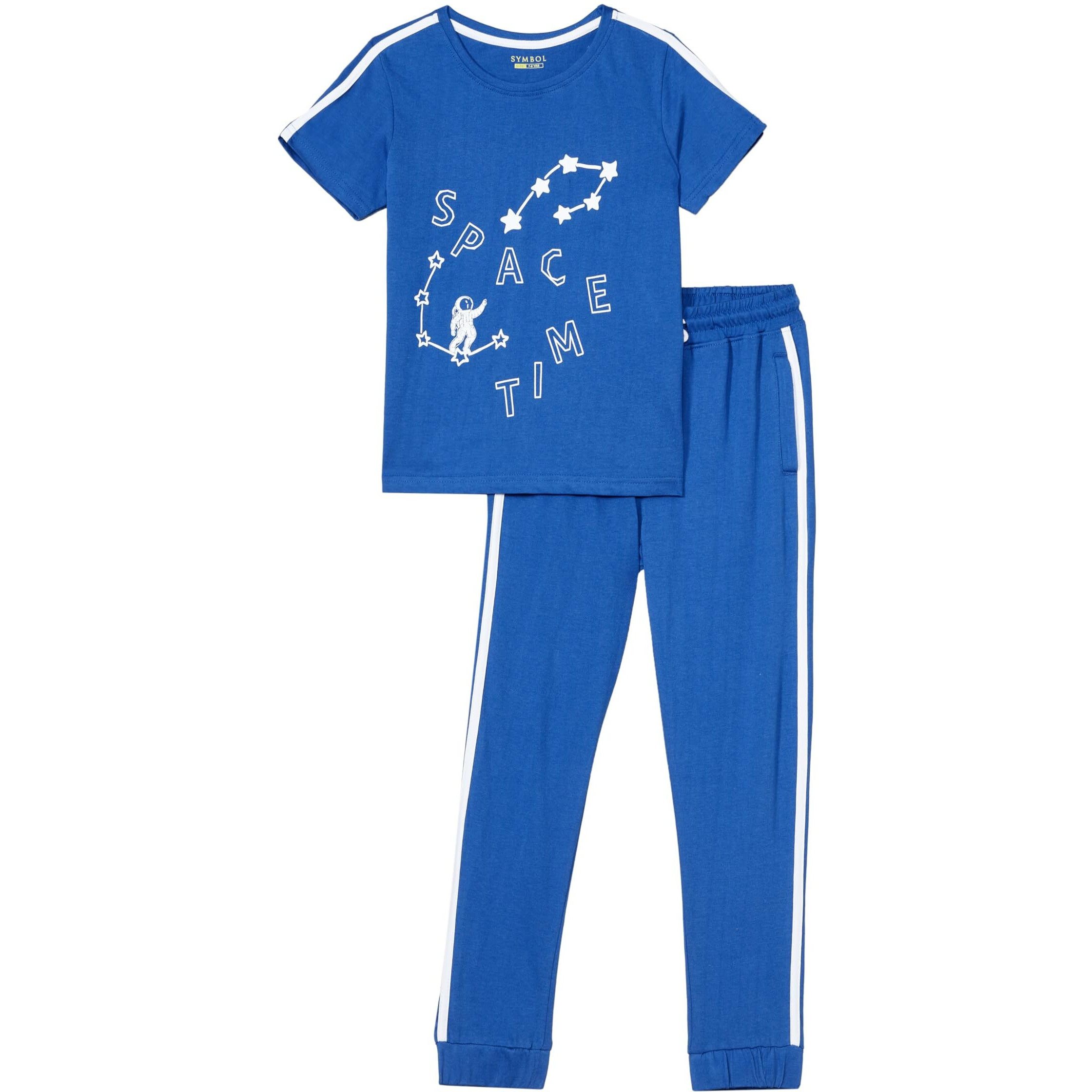 Amazon Brand - Symbol Boys T-Shirt & Pyjama Set (SYM-K-SS22-SET-252_Blue 1_7-8 Years)