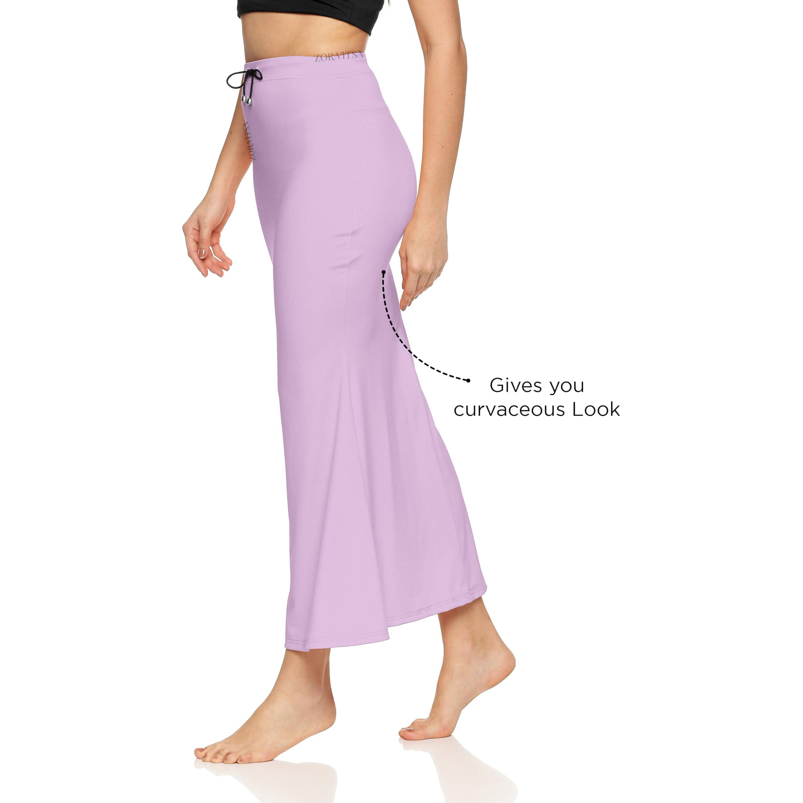 ZORNITSA Lycra Saree Shapewear Petticoat for Women Skirts for Women (Lavender M)