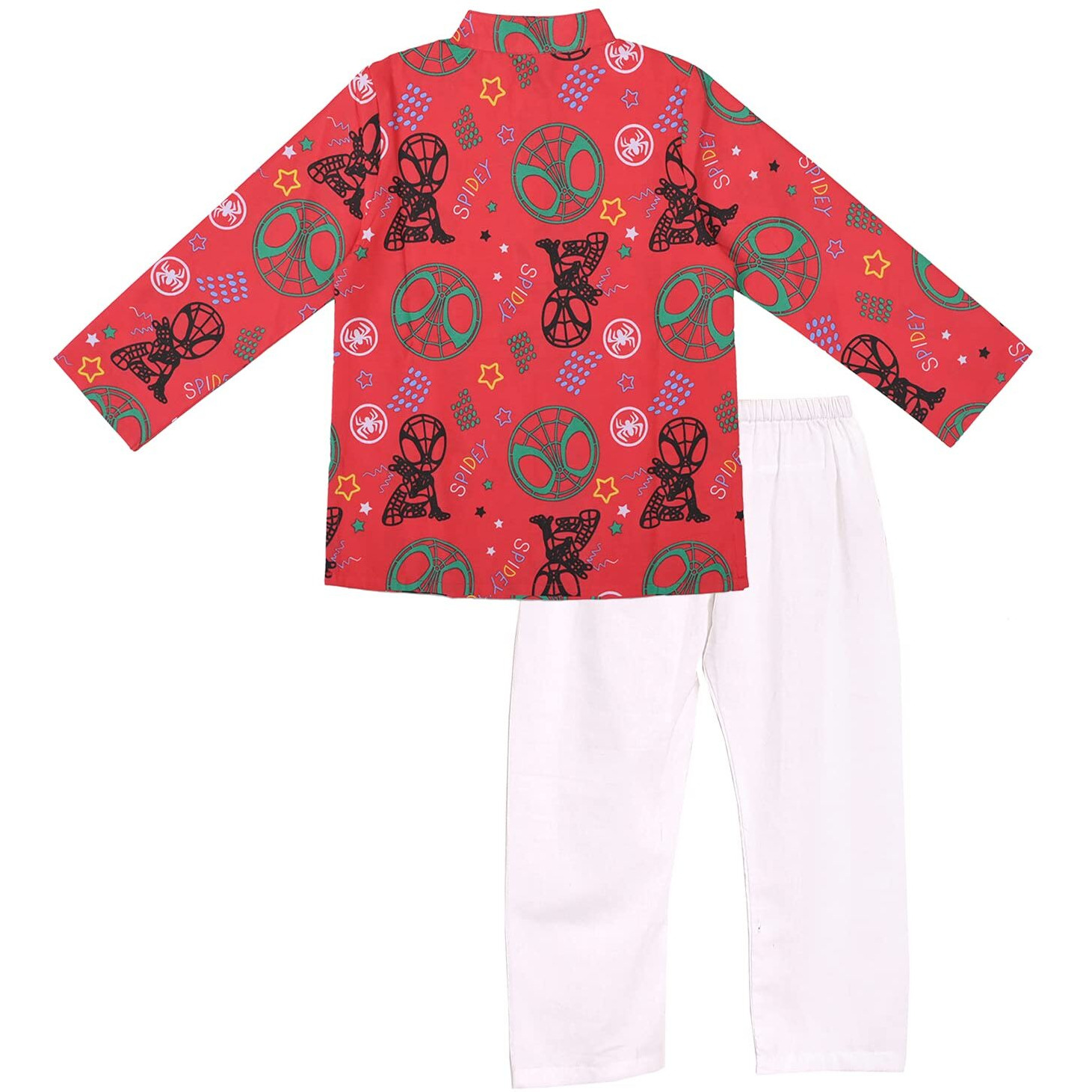 Bold N Elegant Cotton Bandej Bandhani Little Krishna Kanha Ethnic wear Kurta Pyjama Set for Infant Toddler Boys (3-4 Years Red-White)