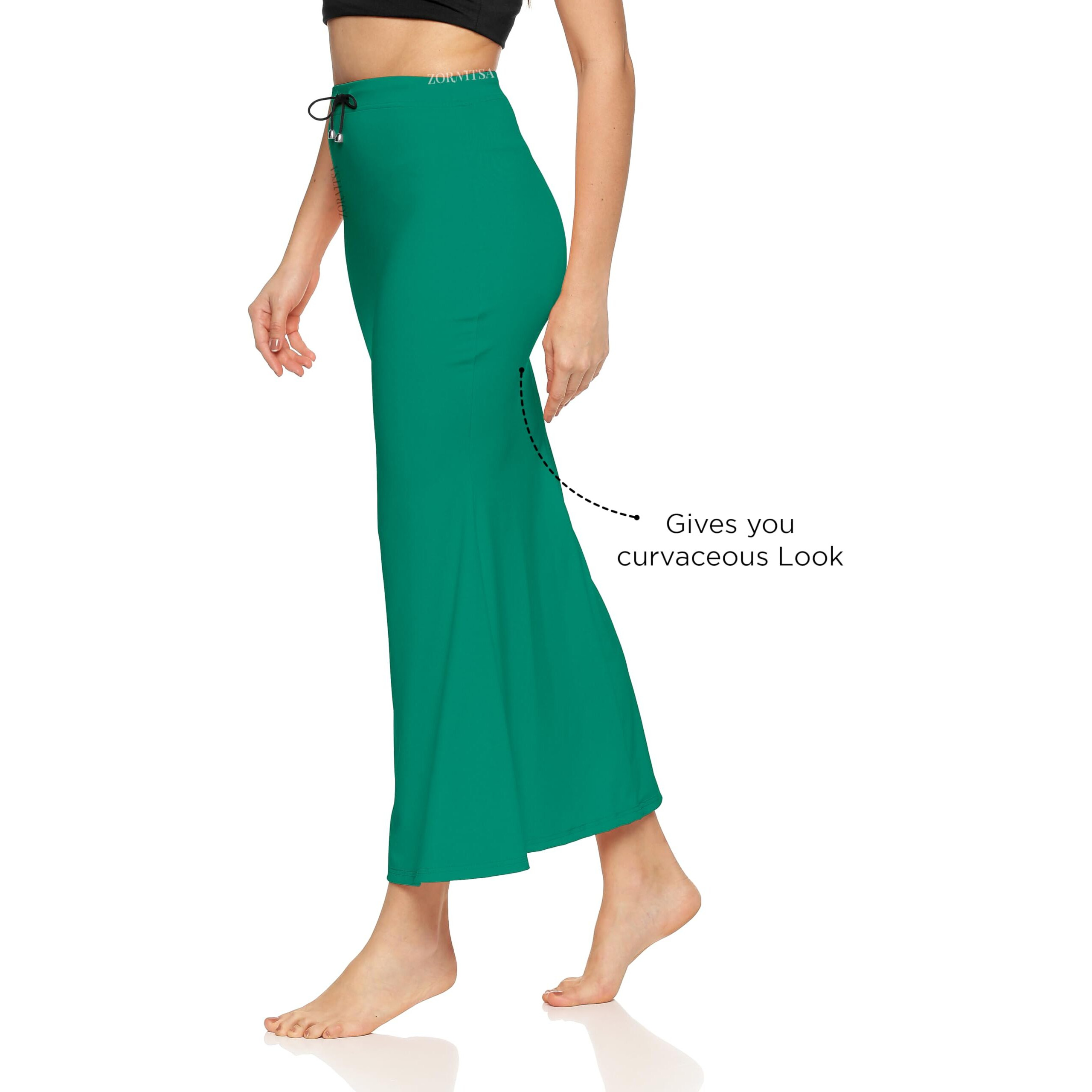 ZORNITSA Lycra Saree Shapewear Petticoat for Women Skirts for Women (Rama Green XL)