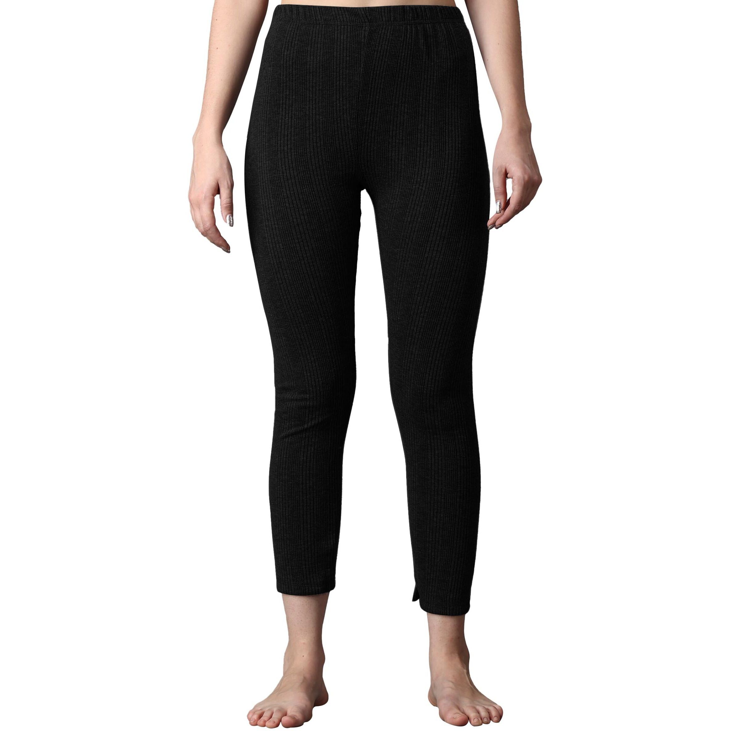 Wearslim Winter Thermal Bottom Underwear for Women | Ultra Soft Winter Warmer Inner Wear Johns Pant Lower Color - Zed Black (Size - Large)