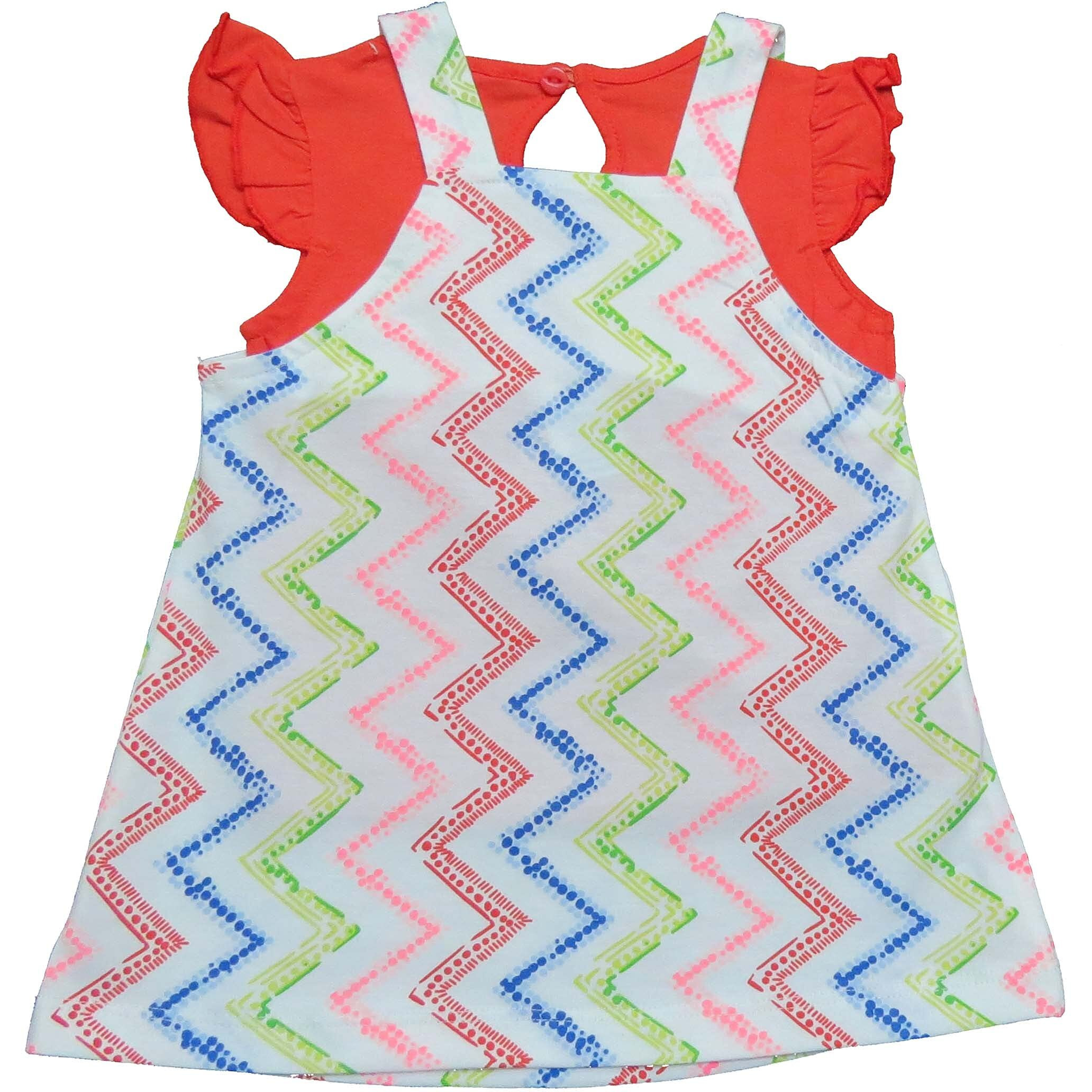 Clothe Funn New Born Knee Length Baby Girl Dress (White/Coral 12-18 Months)