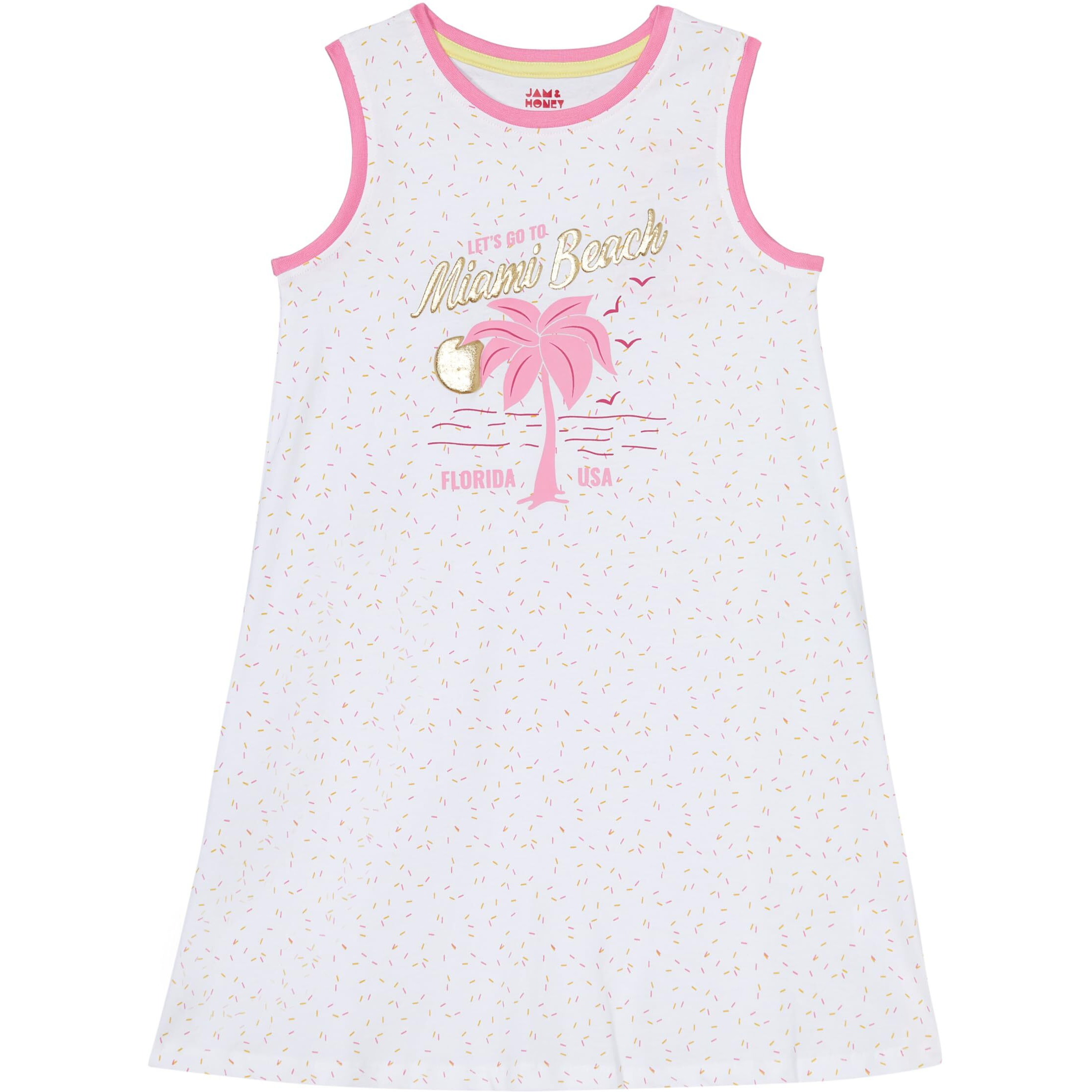 Amazon Brand - Jam & Honey Girls Cotton Knee-Length Casual Dress (JH-K-SS22-DRE-115_Multi 35_6-7 Years)