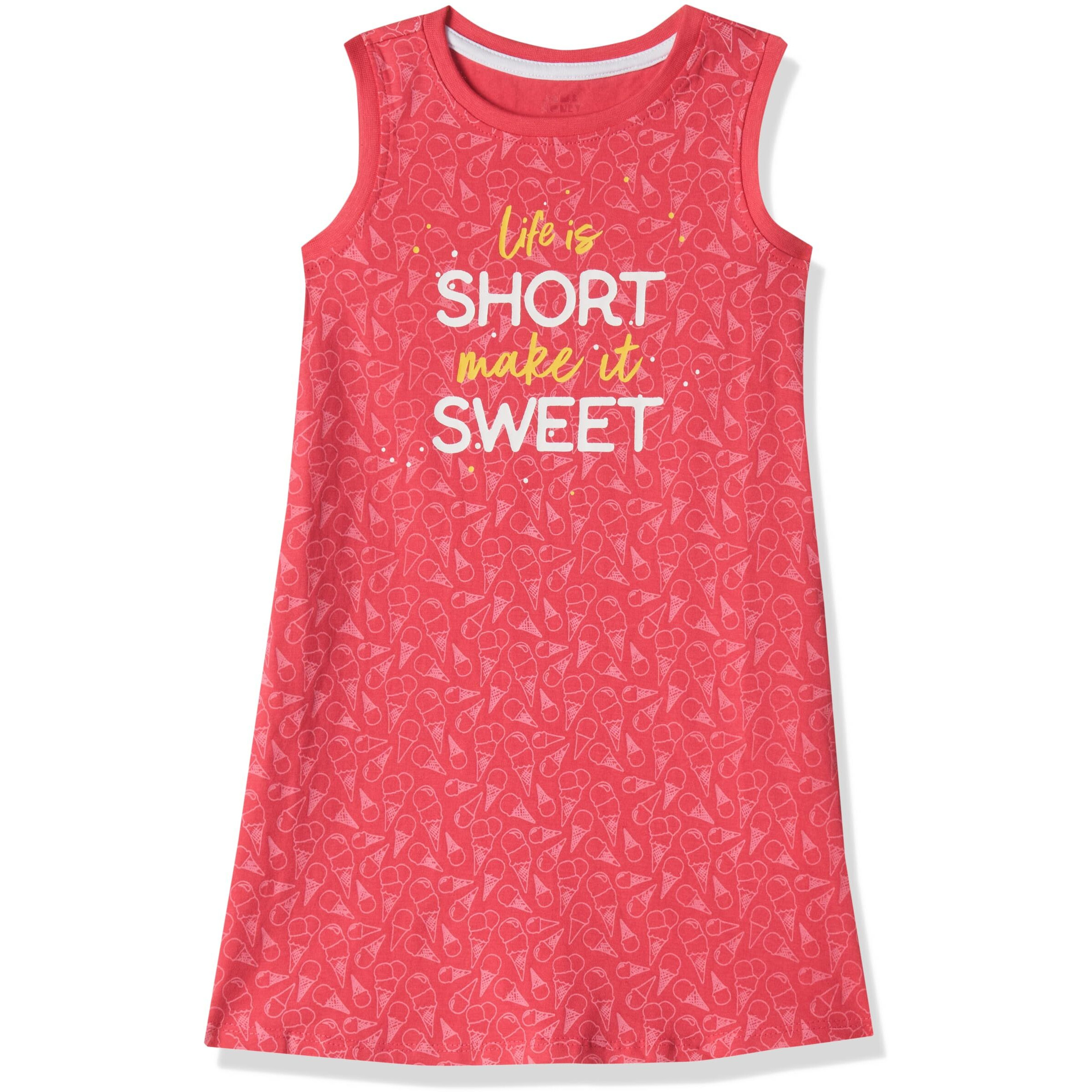 Amazon Brand - Jam & Honey Girls Cotton Knee-Length Casual Dress (JH-K-SS22-DRE-106_Multi 33_5-6 Years)