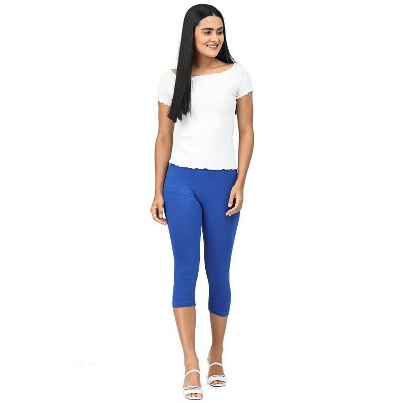 Robinbosky Premium Cotton Lycra Stretchable Capris Leggings (SRoyalBlue)