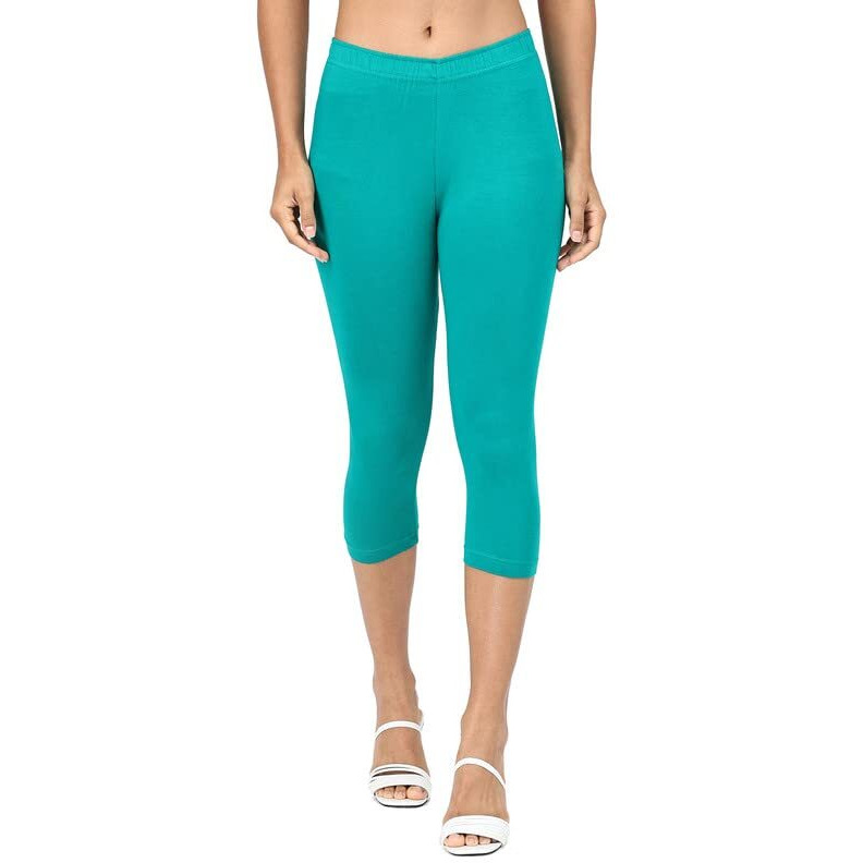 Robinbosky Premium Cotton Lycra Stretchable Capris Leggings (XLLeafGreen)