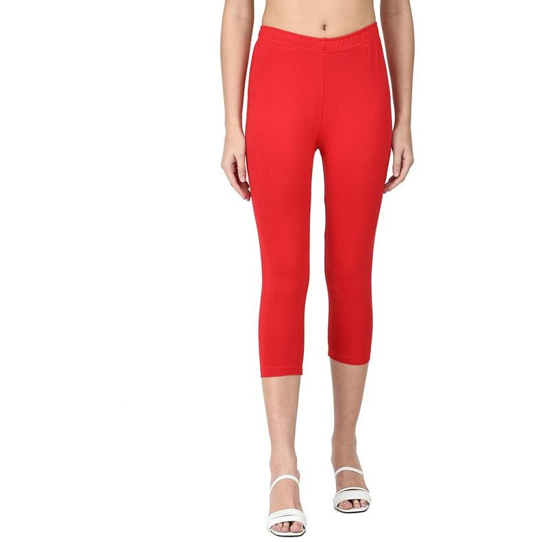 Robinbosky Premium Cotton Lycra Stretchable Capris Leggings (LRed)