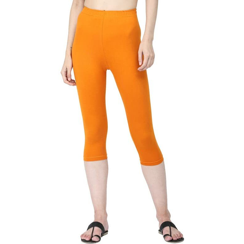 Robinbosky Premium Cotton Lycra Stretchable Capris Leggings (MMustard)