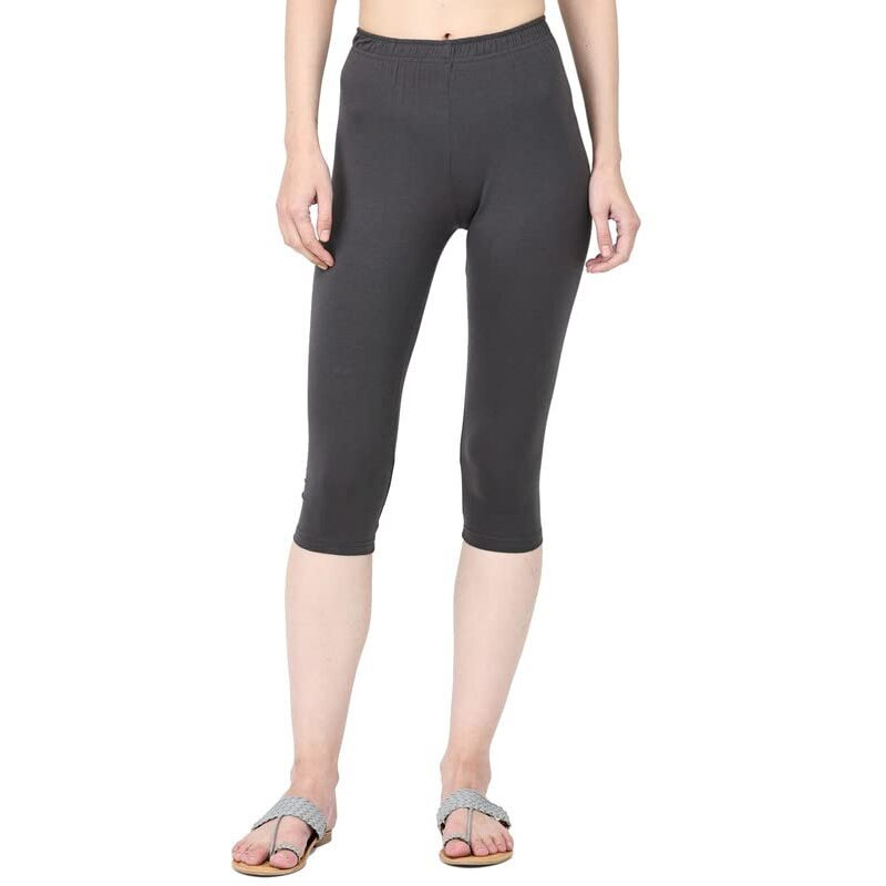 Robinbosky Premium Cotton Lycra Stretchable Capris Leggings (SSteelgrey)