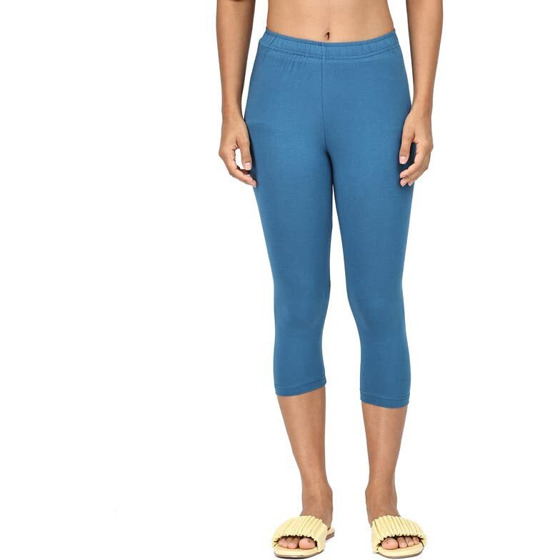 Robinbosky Premium Cotton Lycra Stretchable Capris Leggings (LLibertyBlue)