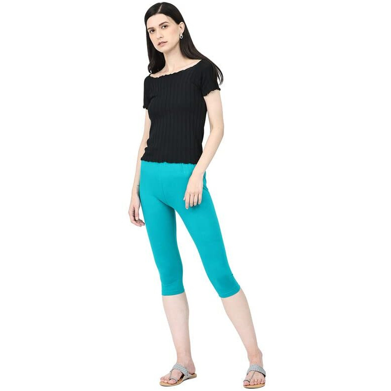 Robinbosky Premium Cotton Lycra Stretchable Capris Leggings (MEmerald)