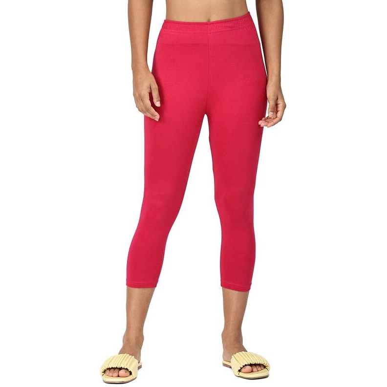 Robinbosky Premium Cotton Lycra Stretchable Capris Leggings (SRaniPink)