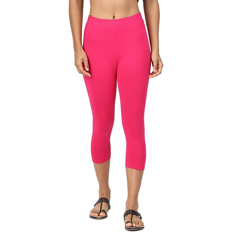 Robinbosky Premium Cotton Lycra Stretchable Capris Leggings (LNeonPink)