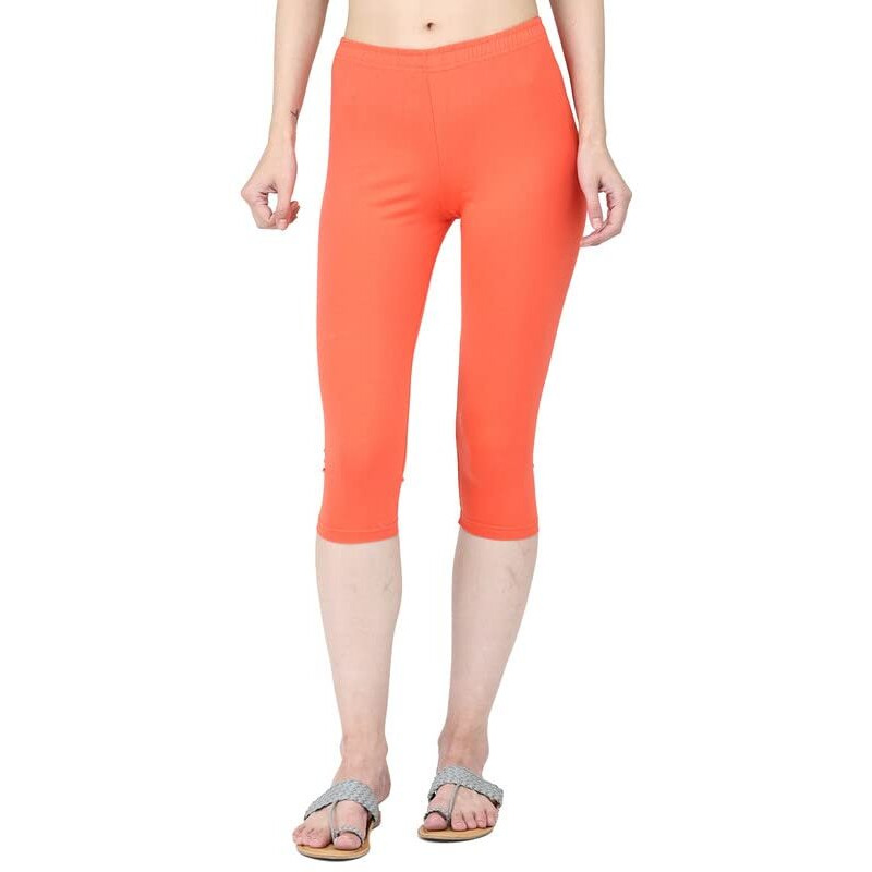 Robinbosky Premium Cotton Lycra Stretchable Capris Leggings (MCoral)