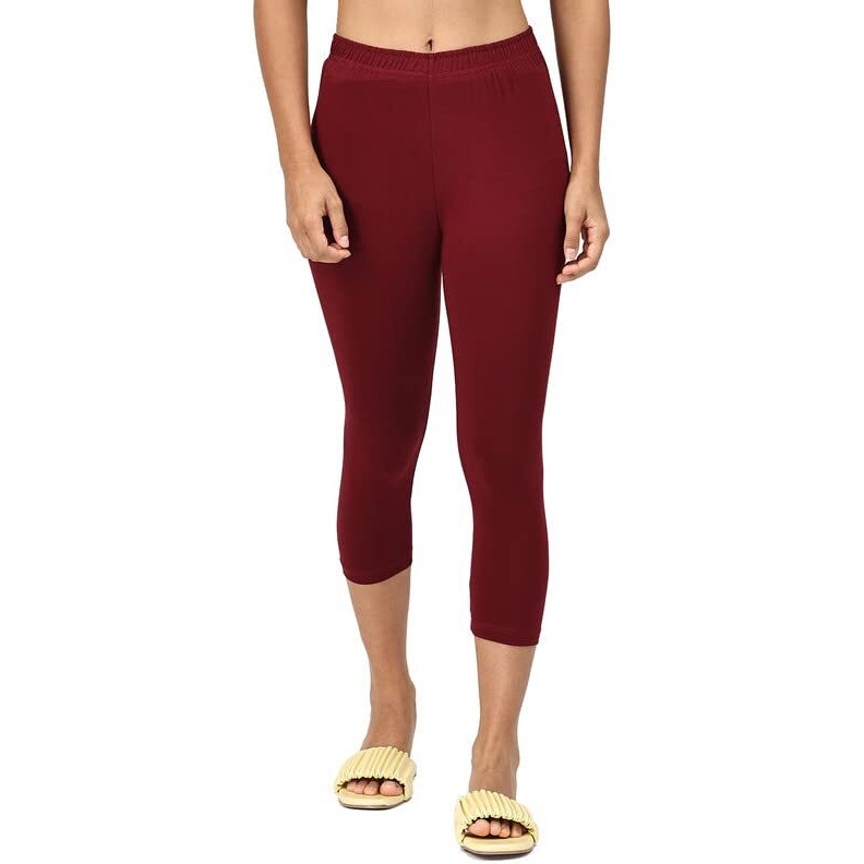 Robinbosky Premium Cotton Lycra Stretchable Capris Leggings (MBurgundy)