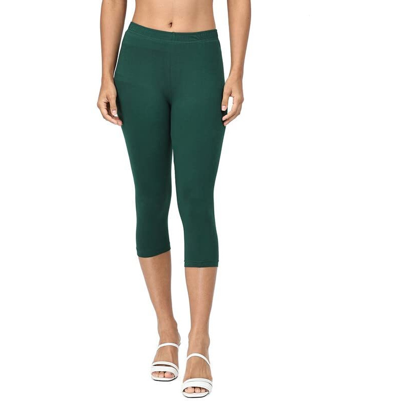 Robinbosky Premium Cotton Lycra Stretchable Capris Leggings (MBottleGreen)