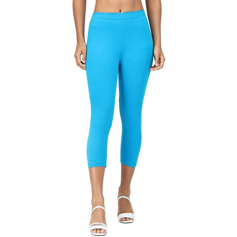 Robinbosky Premium Cotton Lycra Stretchable Capris Leggings (SBlueDanube)