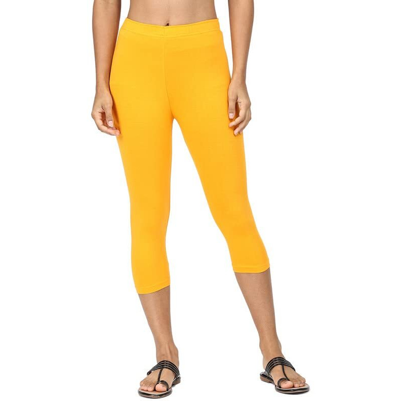 Robinbosky Premium Cotton Lycra Stretchable Capris Leggings (MGoldenYellow)