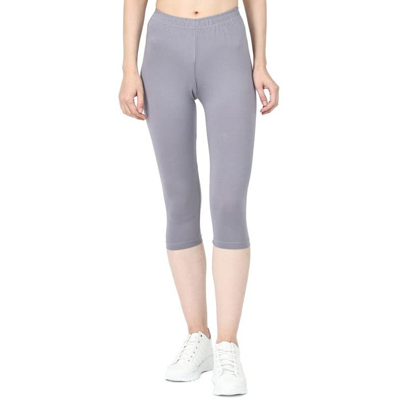 Robinbosky Premium Cotton Lycra Stretchable Capris Leggings (LElephantGrey)