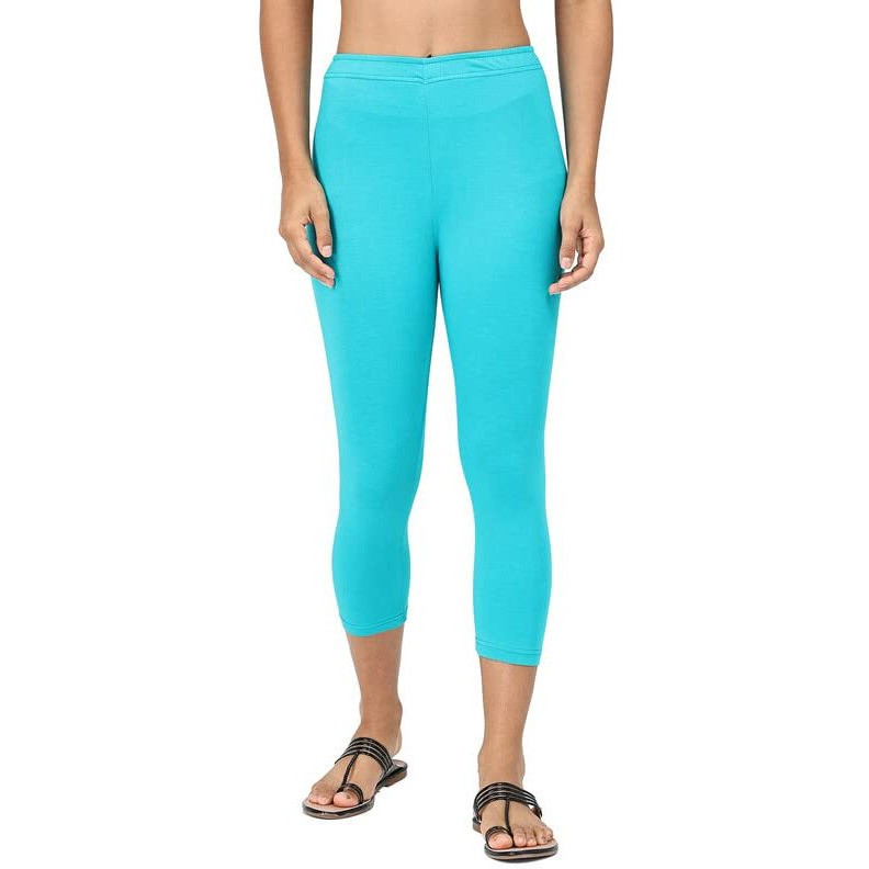 Robinbosky Premium Cotton Lycra Stretchable Capris Leggings (SArubaBlue)