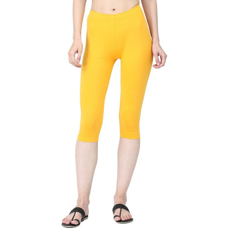 Robinbosky Premium Cotton Lycra Stretchable Capris Leggings (LTurmeric)