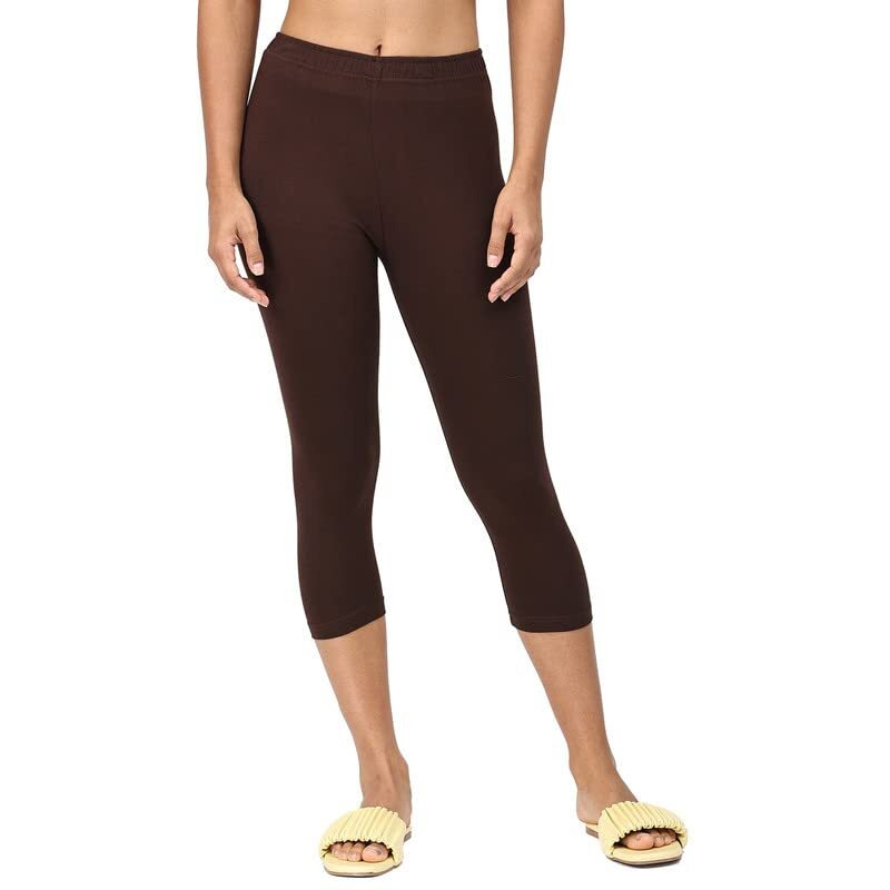 Robinbosky Premium Cotton Lycra Stretchable Capris Leggings (MDarkChocolate)