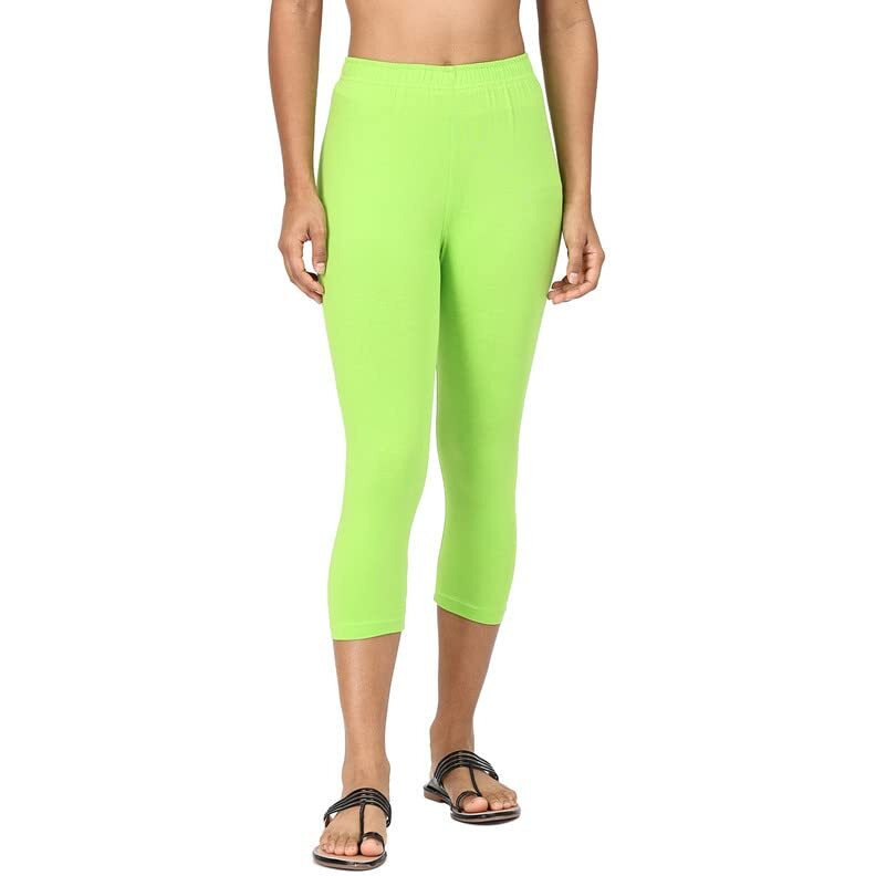 Robinbosky Premium Cotton Lycra Stretchable Capris Leggings (SGreenFlash)