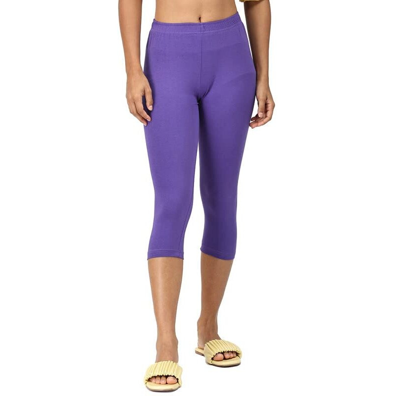 Robinbosky Premium Cotton Lycra Stretchable Capris Leggings (MPurple)