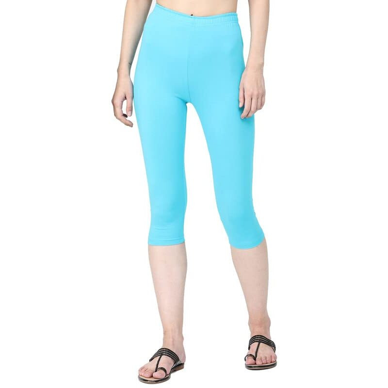 Robinbosky Premium Cotton Lycra Stretchable Capris Leggings (MAngelBlue)