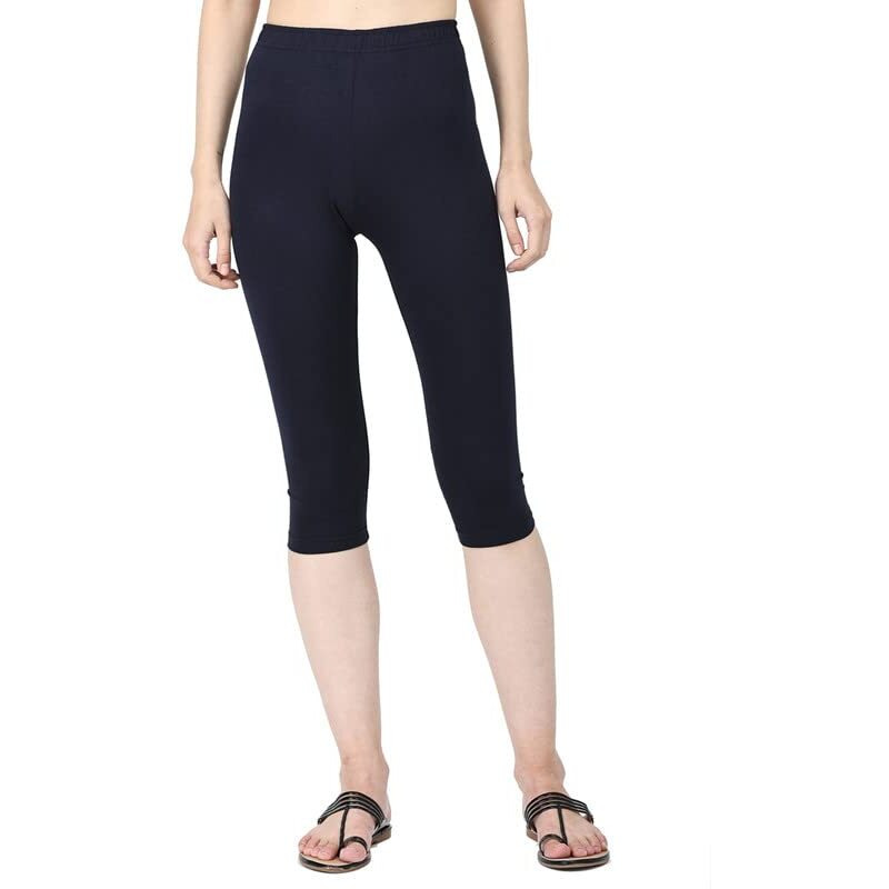 Robinbosky Premium Cotton Lycra Stretchable Capris Leggings (MNavy)