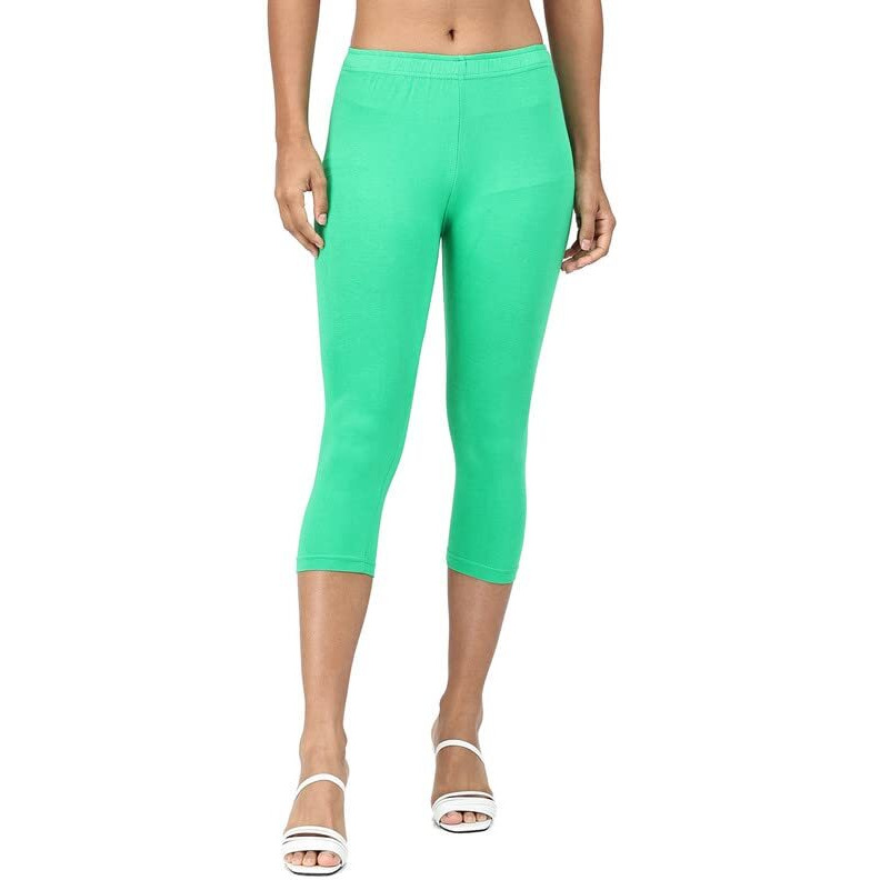 Robinbosky Premium Cotton Lycra Stretchable Capris Leggings (LParrotGreen)