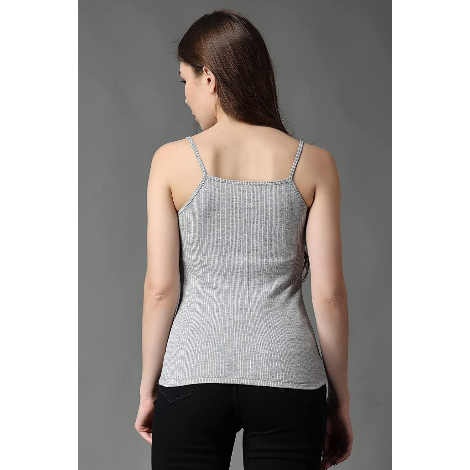 FF Thermal Warmer Spaghetti Modern Fit Top For Women Ultra Soft Sleeveless Scoop Neck Winter Inner Wear Top Johns Underwear Color-Grey (Size-Small) (Pack-1)