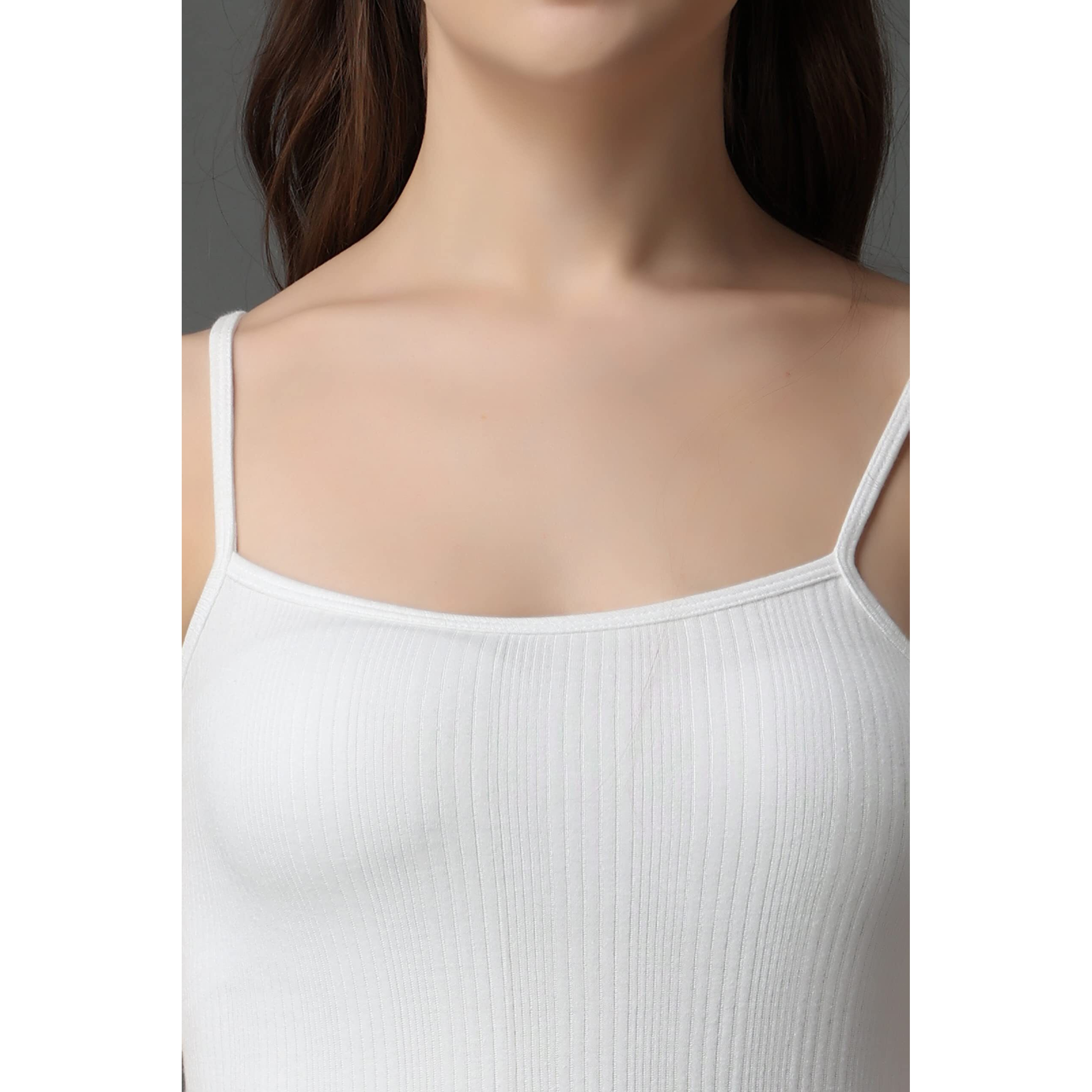 FF Thermal Warmer Spaghetti Modern Fit Top For Women Ultra Soft Sleeveless Scoop Neck Winter Inner Wear Top Johns Underwear Color - White (Size - Small) (Pack - 1)