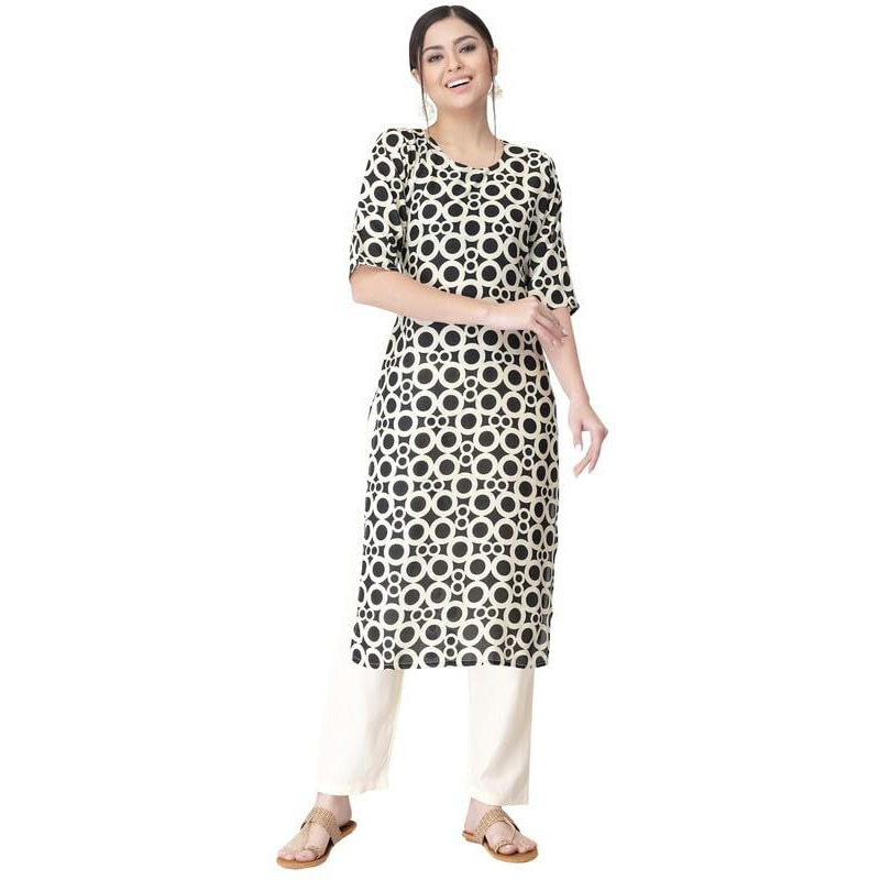 Pinkmint Kurta Set for Women Cotton Printed Straight Kurta with Pant (Pack of 1)