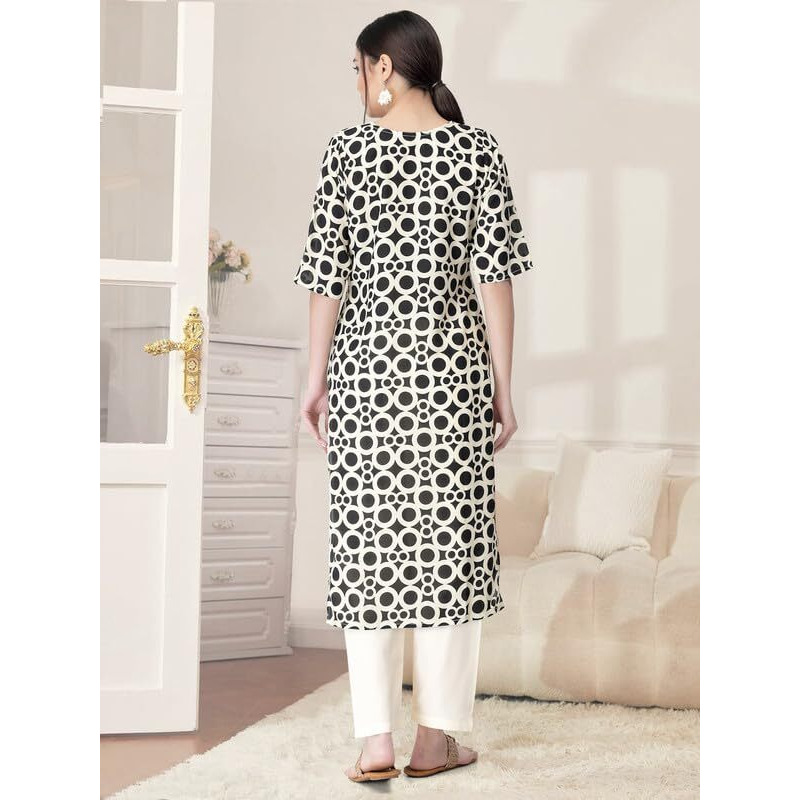 Pinkmint Kurta Set for Women Cotton Printed Straight Kurta with Pant (Pack of 1)