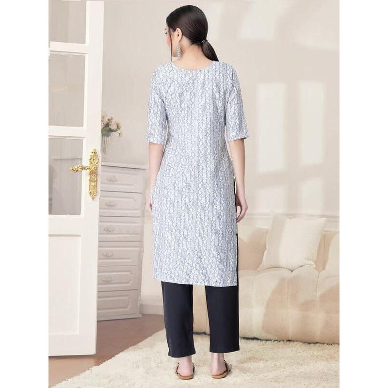 Pinkmint Kurta Set for Women Cotton Printed Straight Kurta with Pant (Pack of 1)